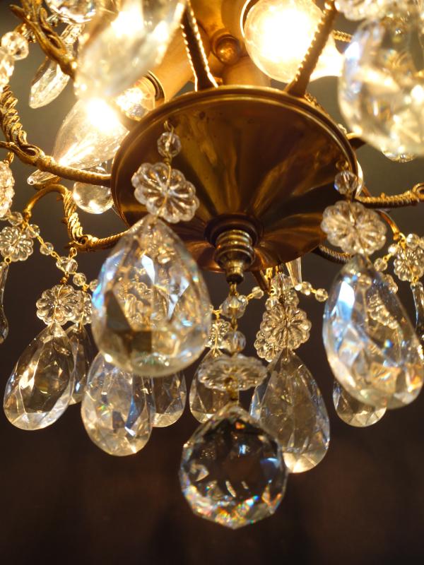 シャンデリア　アンティーク・ヴィンテージ　LCH 1281　French brass cage chandelier 3灯（7）
