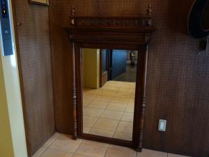 English wood wall beveled mirror