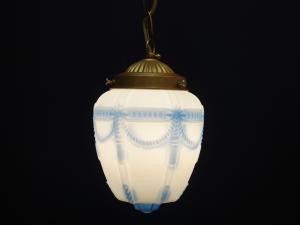 French white & blue glass shade pendant lamp 1灯