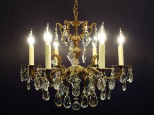 Spanish brass & crystal chandelier 6灯