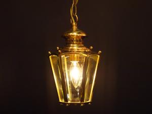 Italian brass & glass lantern 1灯