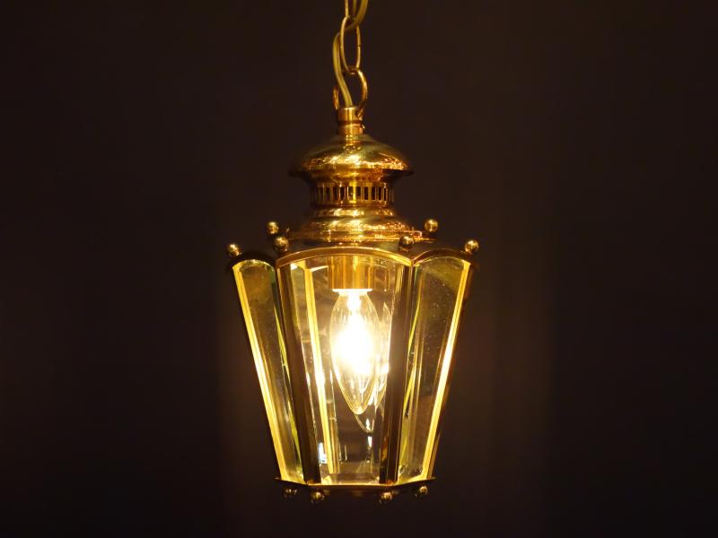 Italian brass & glass lantern 1灯