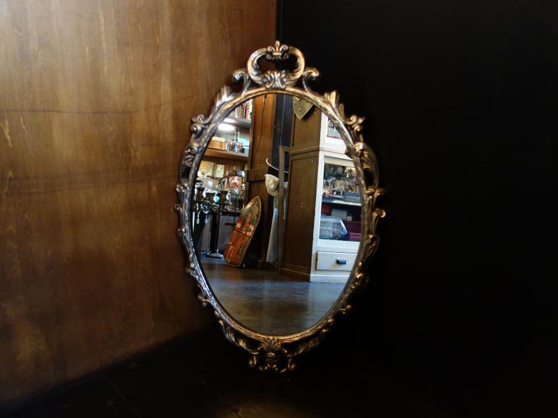 Italian silver oval wall mirror